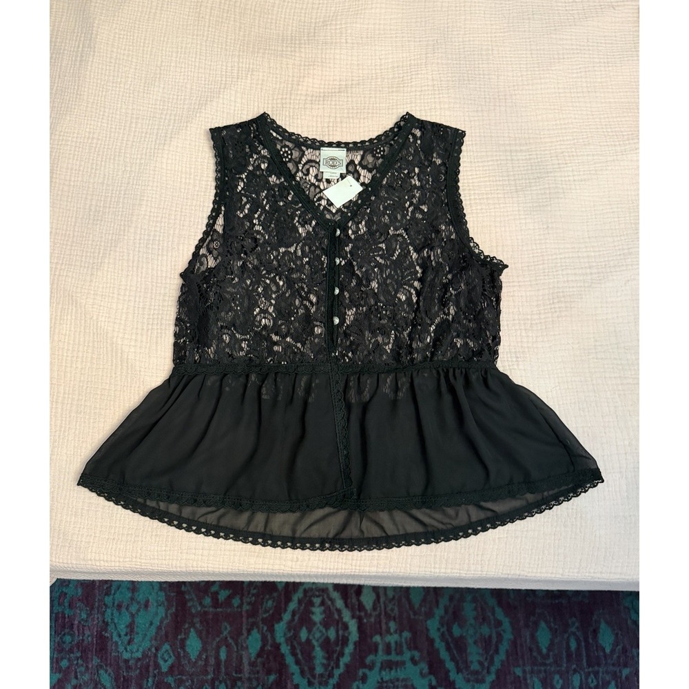 Rod's Sheer Floral Lace Top Size L Whimsigoth Fairy Grunge Coquette Western NOS